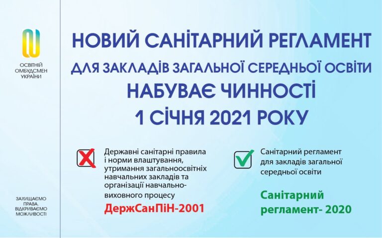 Новий Санітарний регламент для шкіл: що змінилося?