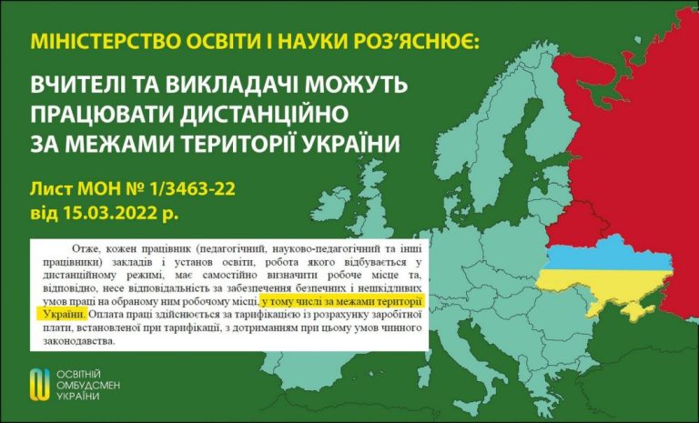 Вчителі та викладачі можуть працювати дистанційно поза межами України – МОН